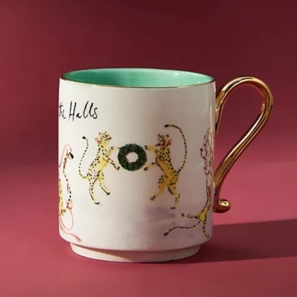 Anthropologie Susannah Garrod  Tis Season Leopard Christmas Mug - Picture 1 of 2
